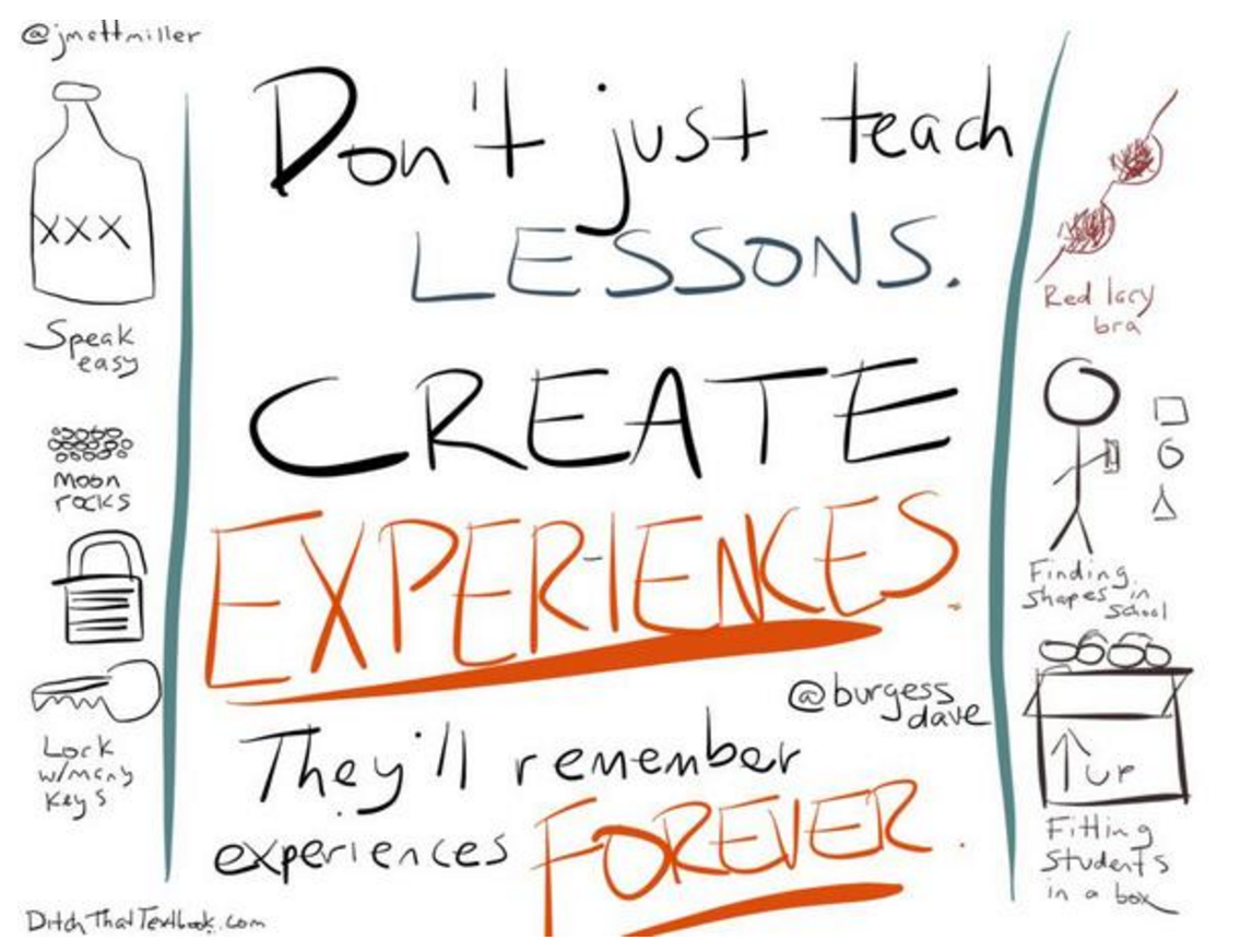justintarte's tweet photo. Don't just teach lessons. Create experiences kids will remember forever... via @jmattmiller #edchat https://t.co/Qqq3X7lw0D