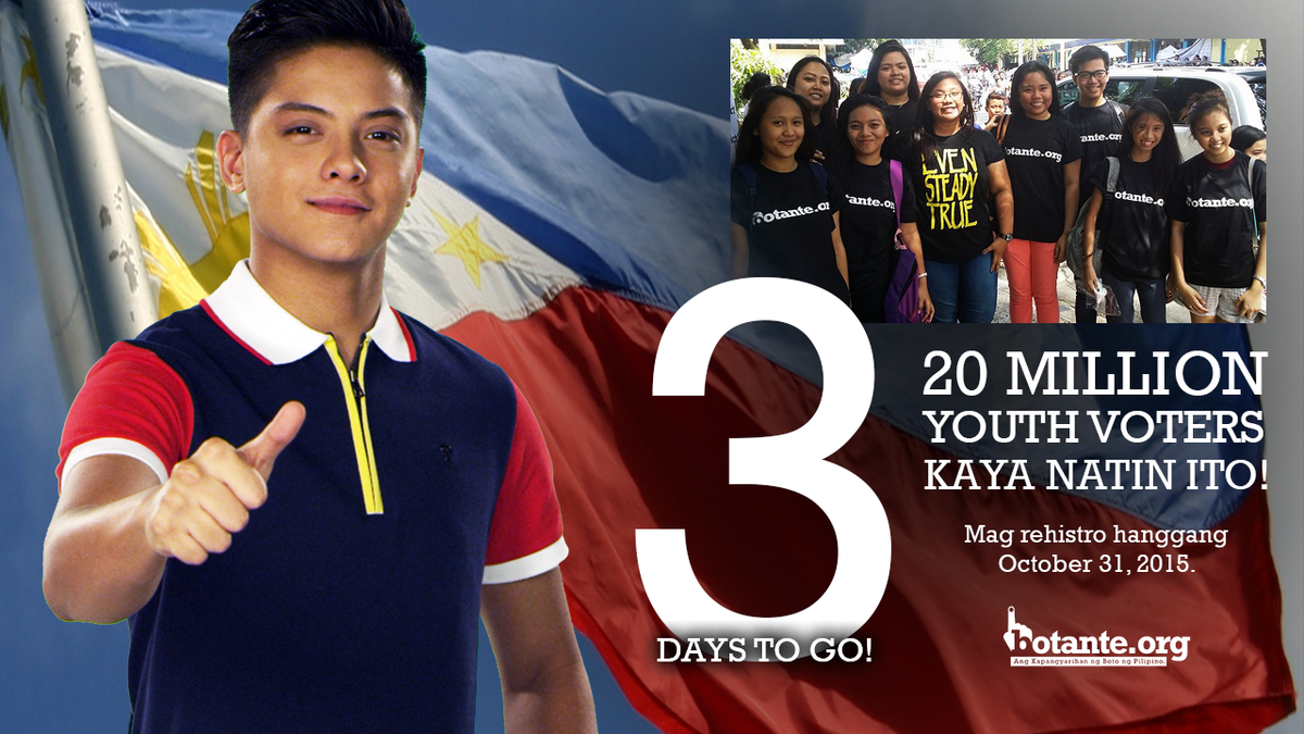 BotanteDotOrg's tweet photo. 3 days nalang po! Please go out and register! Support @imdanielpadilla and his advocacy! #NoBioNoBoto #BotanteOrg https://t.co/DDdz5lqkxo