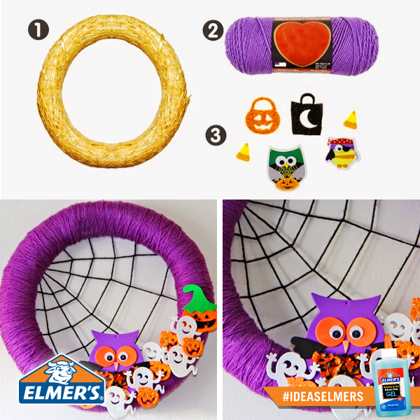ElmersMexico's tweet photo. Se un buen anfitrión desde la entrada de tu hogar. Haz una corona con temática de #Halloween ¡Decora con Elmer's! https://t.co/XUWzt5uD5m