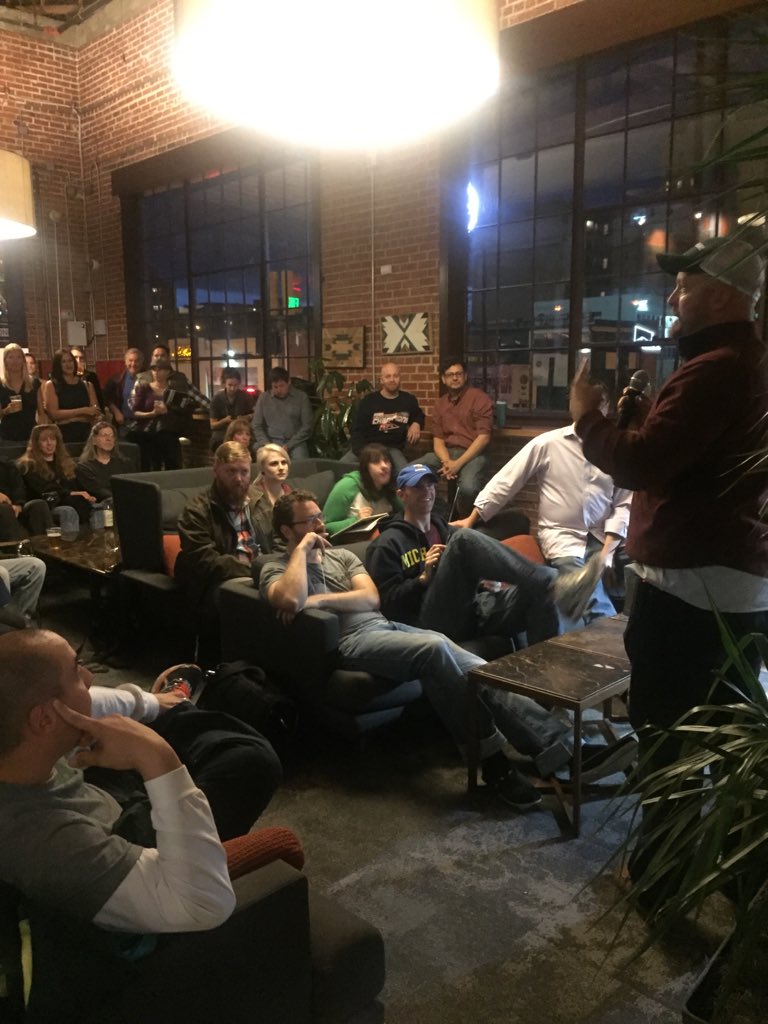Great turnout tonight! Thanks to our sponsors <a href="/elevatedthird/">Elevated Third</a> <a href="/FluentStream/">FluentStream</a> <a href="/galvanize/">Galvanize</a> <a href="/HattonPoint/">Hatton Point</a> <a href="/ChromediaInc/">Chromedia</a>