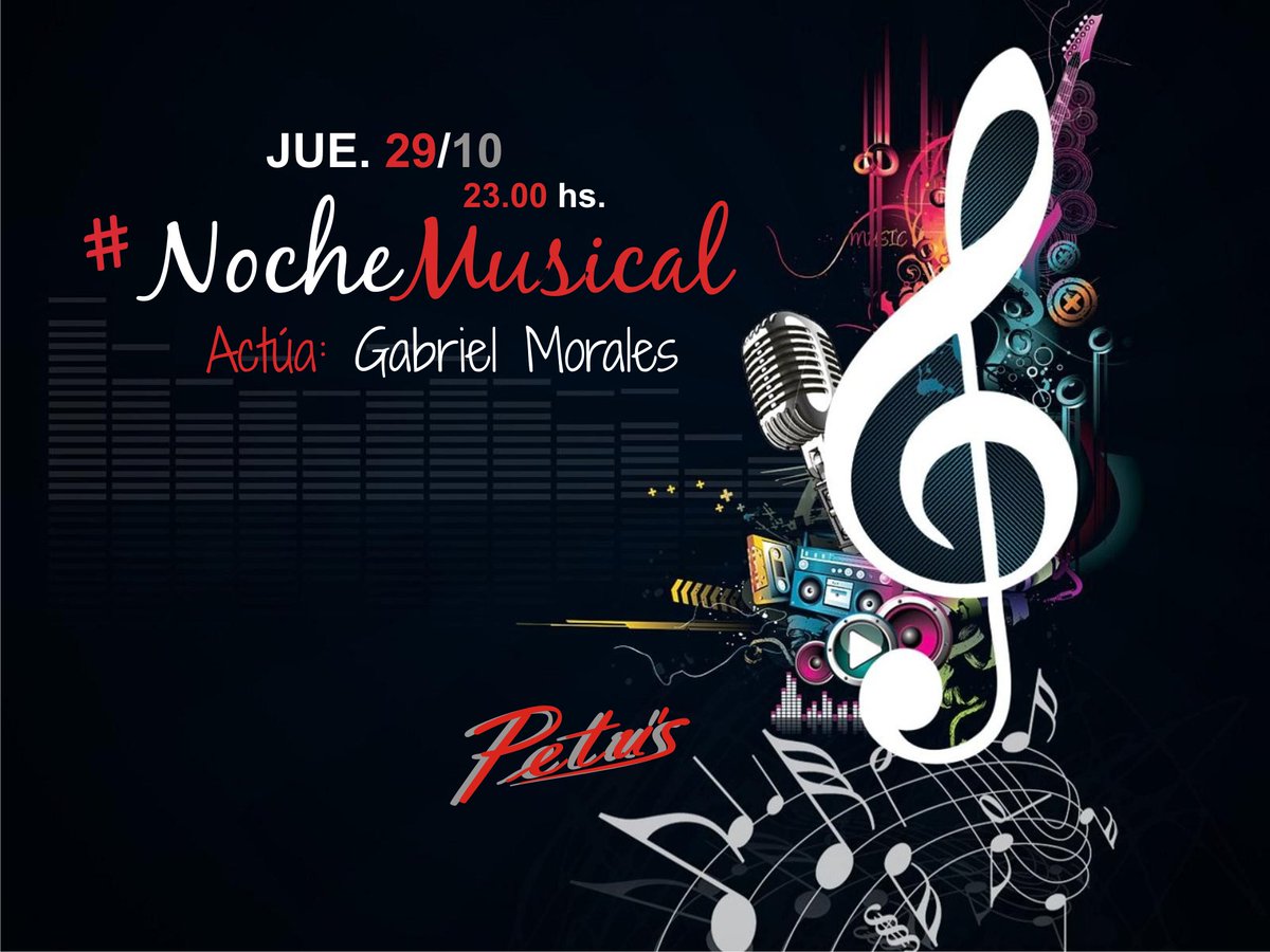 PetusRestoBar's tweet photo. #NocheMusical... mañana 29/10 a partir de als 23.00 hs. Actúa: Gabriel Morales @MarianoPetus https://t.co/QM5mH7e2h1