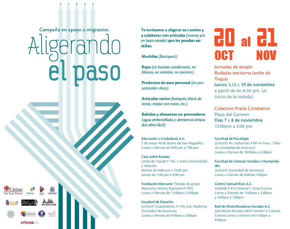 aligerando_SLP's tweet photo. #AligerandoElPaso es campaña de acopio de artículos útiles, que les facilite a lxs migrantes continuar su viaje #SLP https://t.co/zDHnwI4t9B