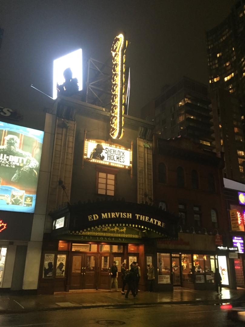 SherlockTour's tweet photo. Sherlock Holmes in lights at the beautiful Edward Mirvish Theatre! #SherlockTO https://t.co/LLtpfaekjp