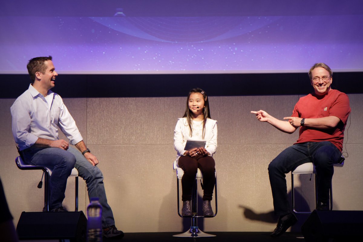 BrianWarnerIRL's tweet image. Hannah Kim, who is 11, interviewed Linus at SOSCON. She's a bright kid with a very bright future. Really impressive.