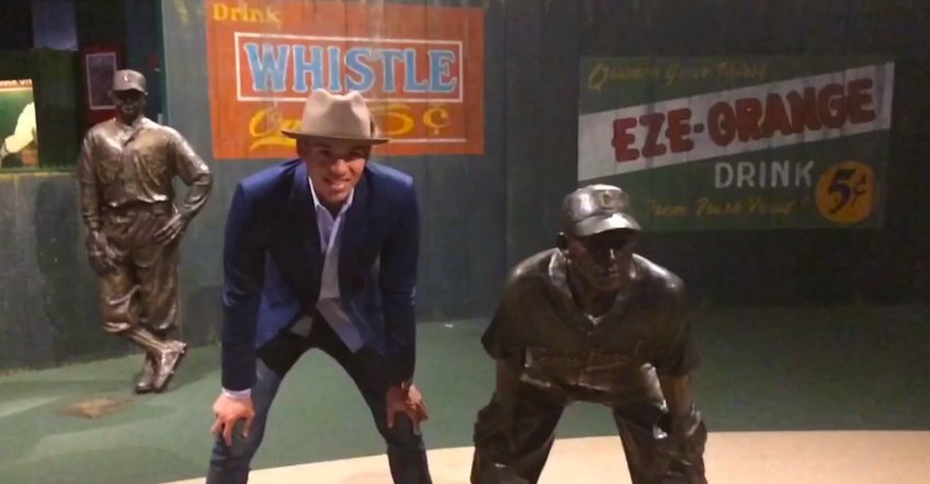 MLB's tweet photo. .@TeamCJCorrea took a tour of the Negro Leagues Baseball Museum earlier today: https://t.co/MgLyBFKhAX https://t.co/2EWQ6okzSw