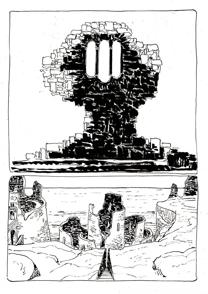 Inktober 28 - Coastal Ruins 