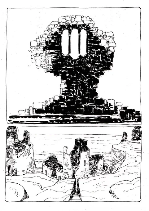 Inktober 28 - Coastal Ruins 