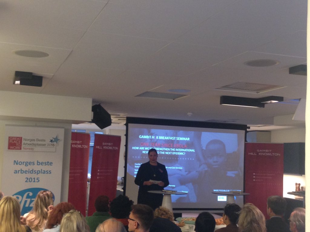 1 år siden Ebola: Hvordan styrke int respons ved neste epidemi. Stinn brakke på frokostseminar hos @gambithk