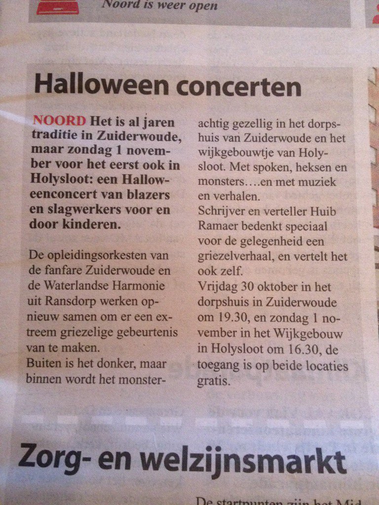 Schellingwou's tweet photo. Halloween verhaal met begeleiding van leerorkest #waterlandseharmonie en Zuiderwoude. Zondag in Holysloot. Aanrader! https://t.co/TucMDcHg7m