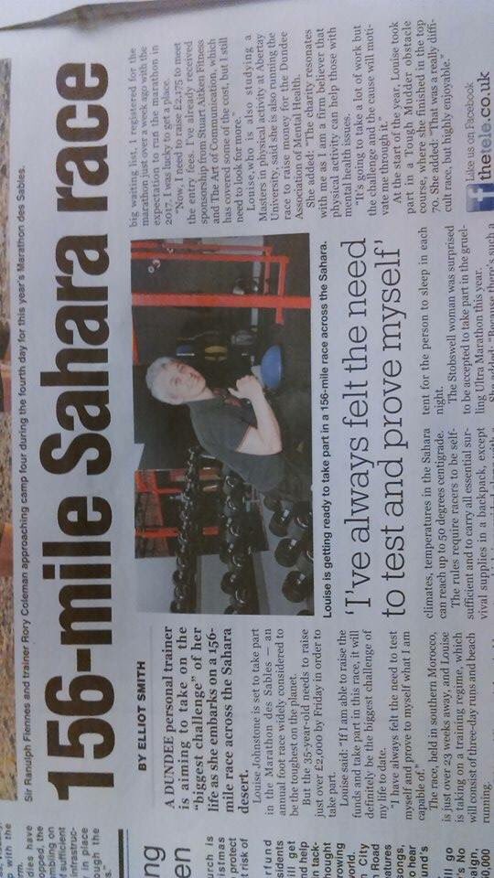 LouisePT4U's tweet image. #ThrowitForward #Thursday Id love to be into my @marathonDsables training. @Evening_Tele thank you for the coverage