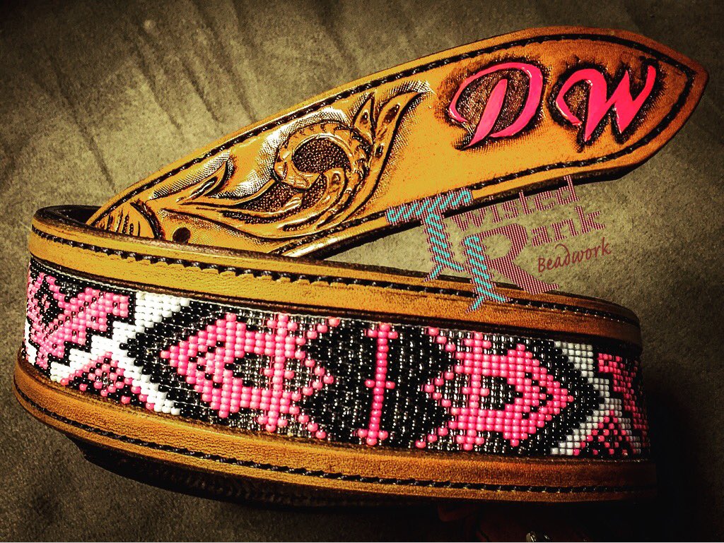 EggerlingJessy's tweet photo. Finally got this belt back from leather, and it's headed to AUSTRALIA!! #twistedrankbeadwork https://t.co/dagZs97oqY