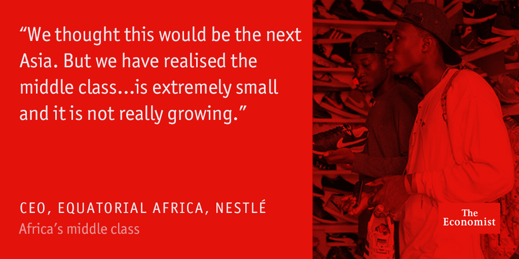 TheEconomist's tweet photo. Once you leave Africa's major cities, the celebrated 'middle class' grows harder to spot https://t.co/VUF9QScbSq https://t.co/AB0vyVmgDR