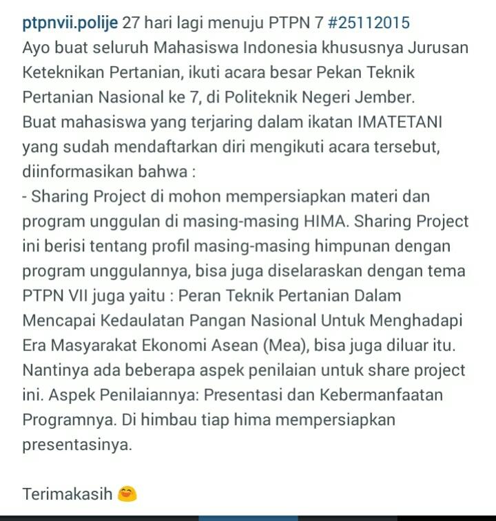 PTPNVII_Polije's tweet photo. @ImatetaniJaya @tepUGM_14 @PERMATEPUNILA @HimmatetaSTIPER @HimatetaUnsri @imateta_usu @himatetalk @HimaTEpUA https://t.co/NvhywPir7G