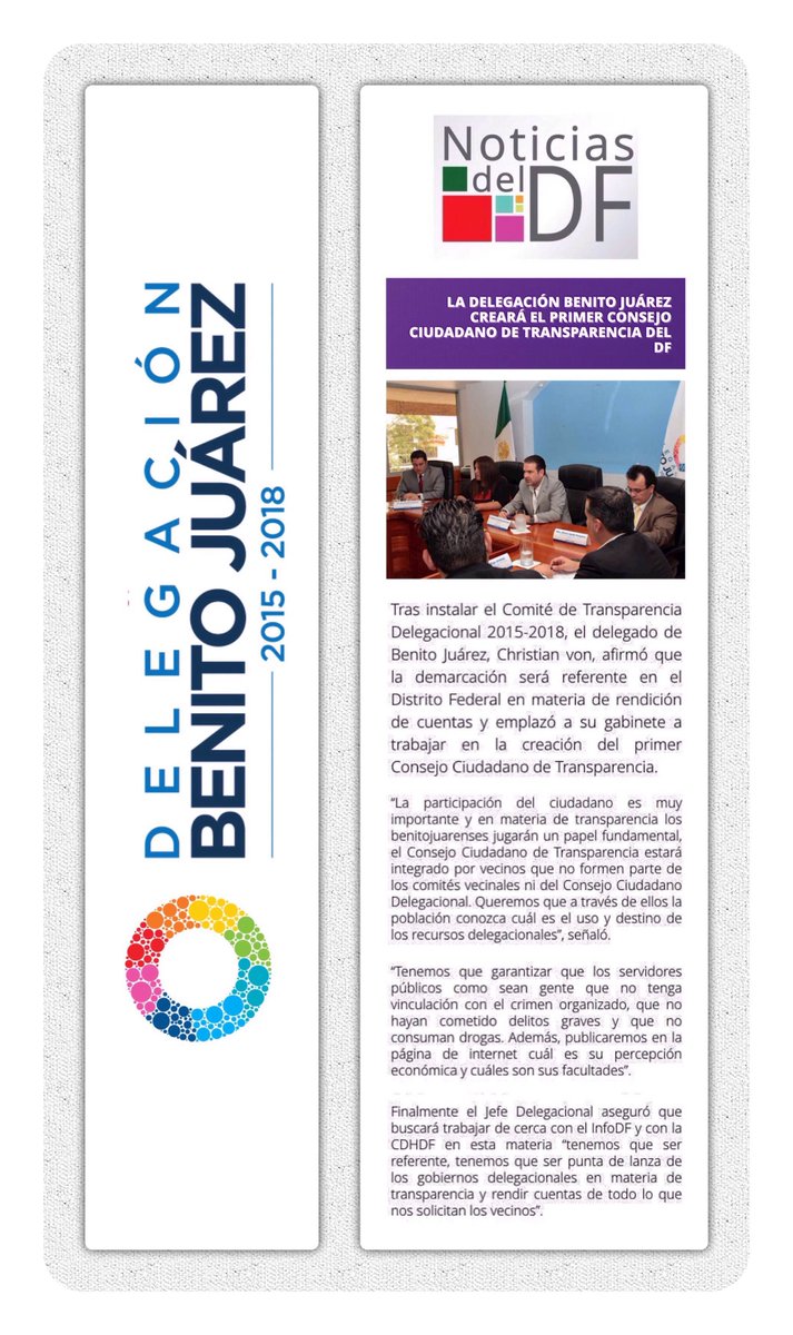 . @LasNoticiasDF "La #BJ creará el 1er Consejo Ciudadano de Transparencia del DF" noticiasdeldf.com/index.php?id=n…
