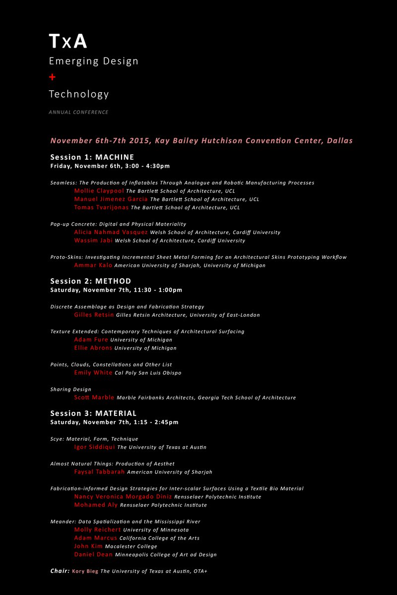 KoryBieg's tweet photo. Looking forward to this year's TxA Emerging Design + Technology Conf. We have a great lineup! @TXArchitect @UTSOA https://t.co/hmJxLjqJVE