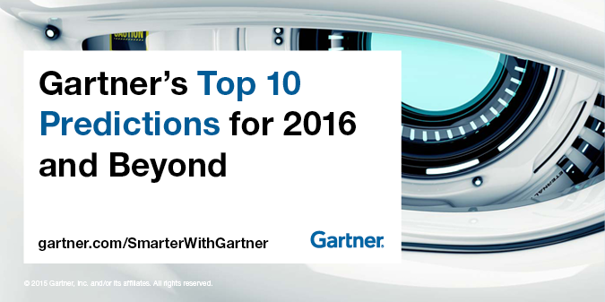 Gartner_inc's tweet photo. Gartner’s Top Predictions for 2016 and beyond. Read: https://t.co/oa3nXJUhyO #GartnerSYM https://t.co/2qMyenmbO8