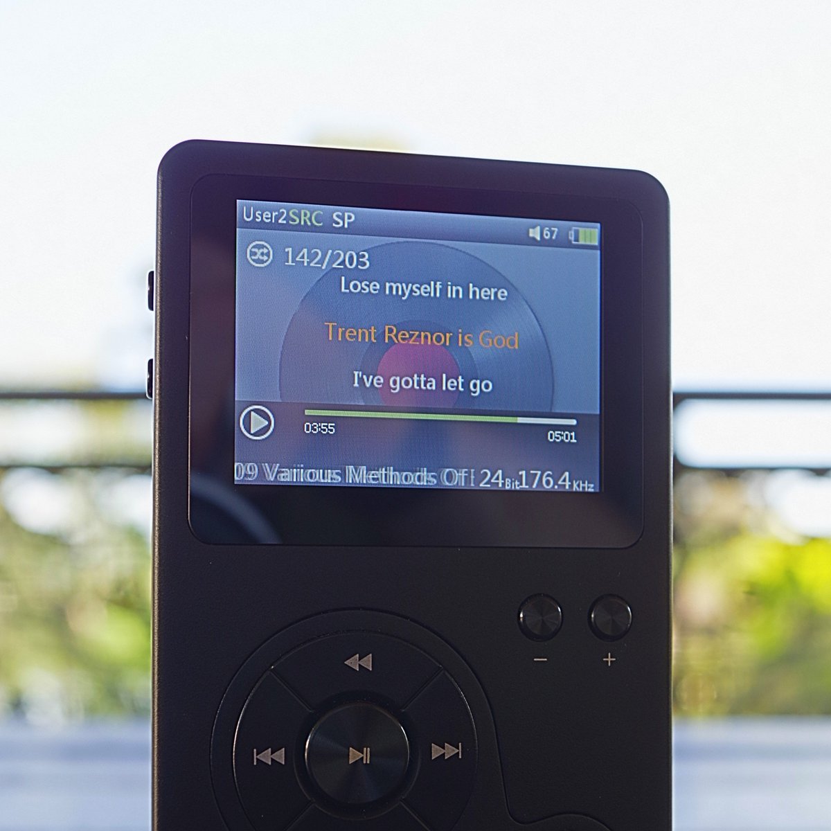 eddy_summers's tweet photo. @trent_reznor Today I was listening to u, with lyrics on my DAP. During a solo this lyric was displayed, lol. https://t.co/BXU8TUP9Ia