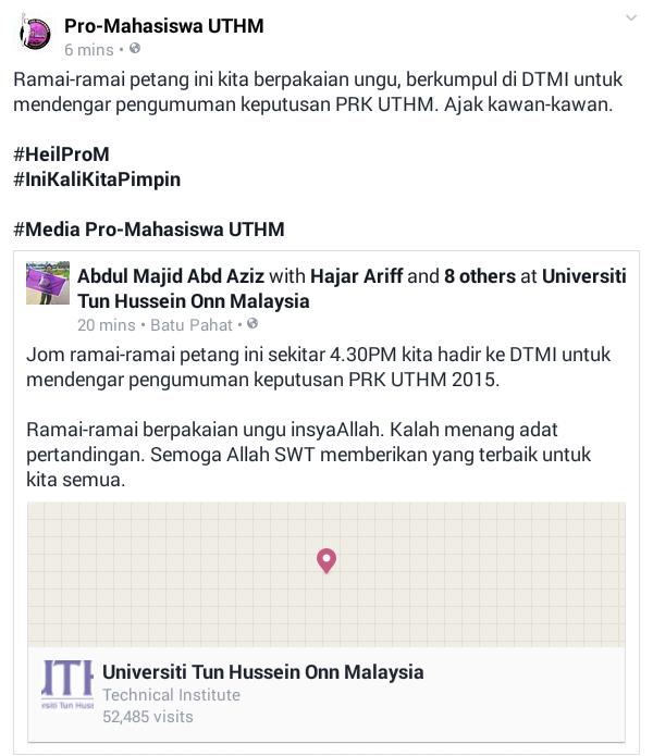 ProM_UTHM's tweet photo. Jngan lupa berpakaian ungu petang ini 4.30PM di DTMI
#HeilProM #IniKaliKitaPimpin 
@UTHMtroll @TwtUTHM @HafizRayyan https://t.co/cMksSsbDDW