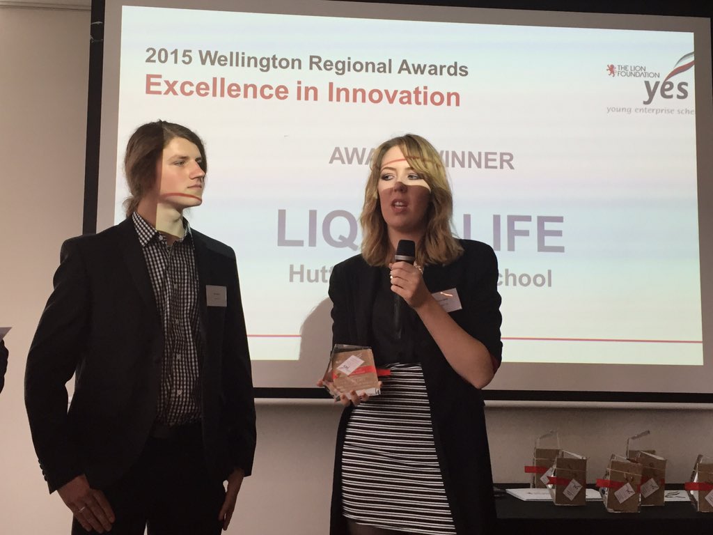 cjsbishop's tweet photo. .@LiquidLife_NZ from Hutt Valley High wins the excellence in innovation awards. Go the Hutt. #YESWLG2015 https://t.co/9WGMVWiKzn