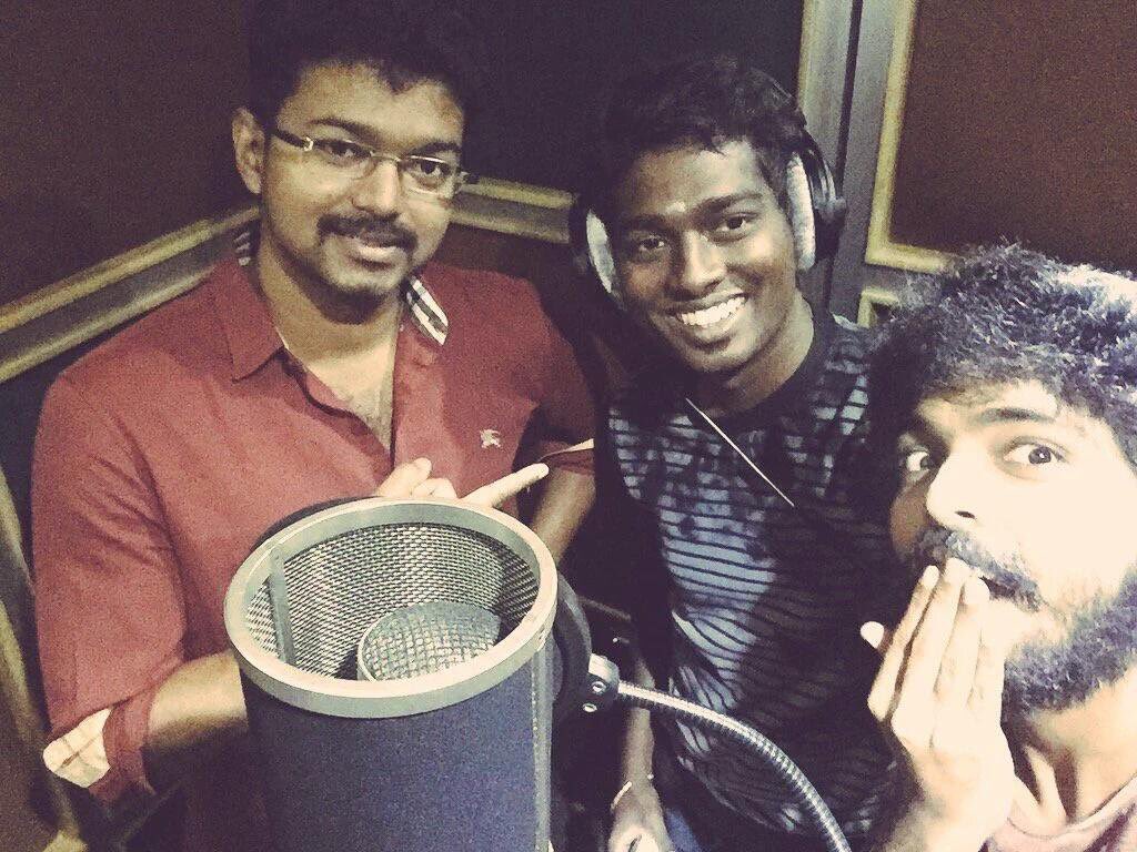 Atlee_dir's tweet photo. Vijay na has sung a song for #vijay59. Had a great time while recording. More updates to follow soon. Luv u all https://t.co/jr2SHcWL7M