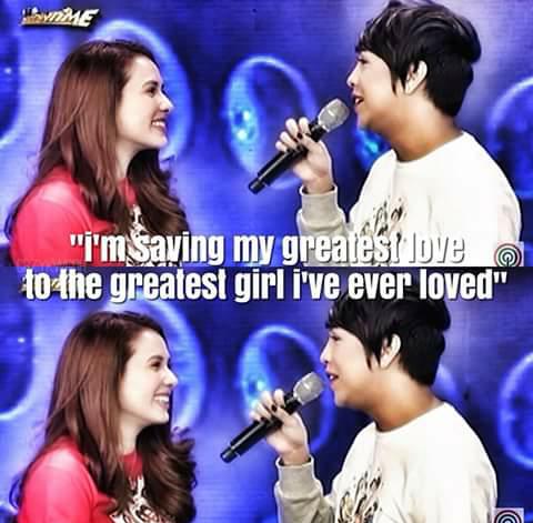 ruzzelleberry's tweet photo. "I'm saving my greatest love to the greatest girl I've ever loved" - Vice 
Kilig Much @vicerylle 
#ShowtimeHuweBEST https://t.co/yJp2tig78L