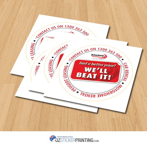 OzStickerPrint's tweet photo. @DriveAwayHols 40mm #StandardVinylStickers. For #outdoorstickers, enquire us & we'll provide you the best quote! #AU https://t.co/0aDonvvRBn