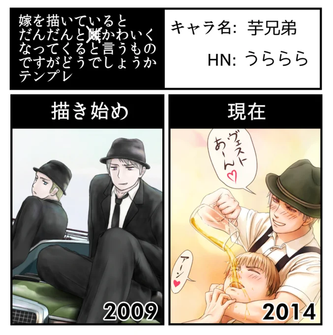 テンプレお借りしてやってみたが、かわいくなるとか以前の問題だった。あと今年全然描いてなかった。  #嫁を描いているとだんだんとかわいくなってくる 