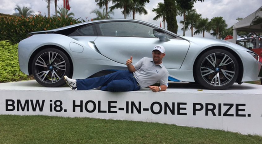 PGATOUR's tweet photo. Make an ace, walk away with a new car. 

Not bad, Scott Brown. https://t.co/h4F9d1Nrri