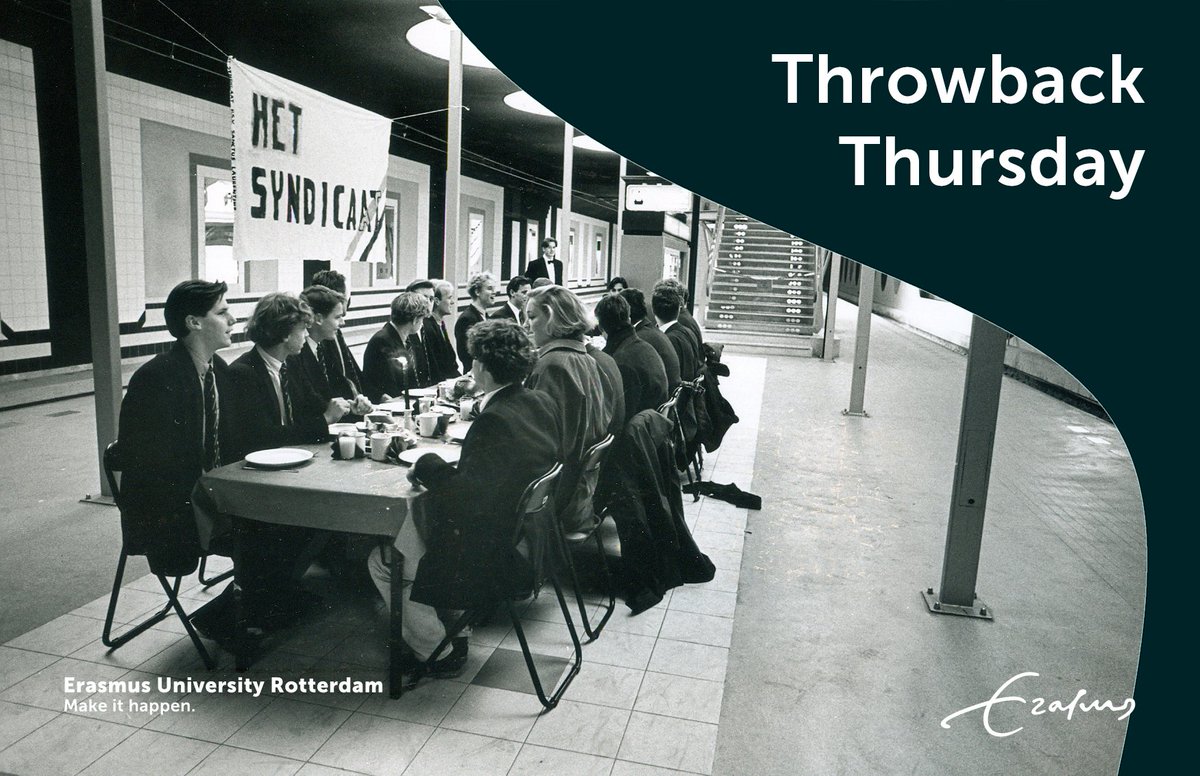 A rather unusual place to have lunch (members of student association Laurentius having lunch on metro platform 1993)