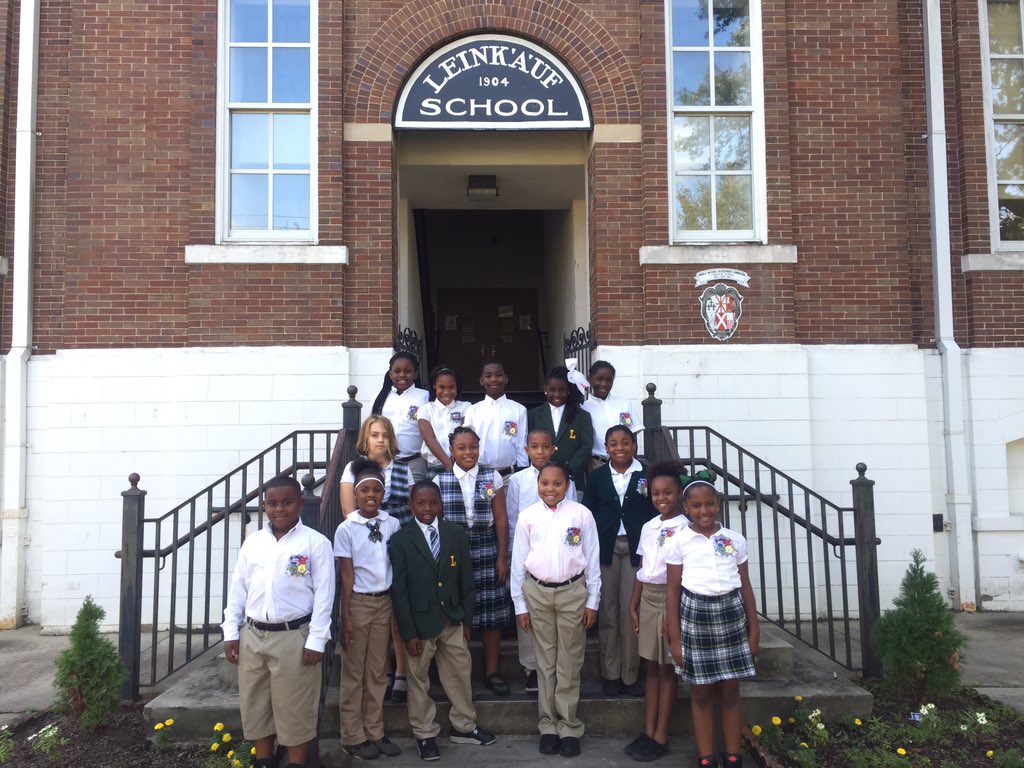 The 2015-2016 Leinkauf Student Council in front of our beautiful historic school!
