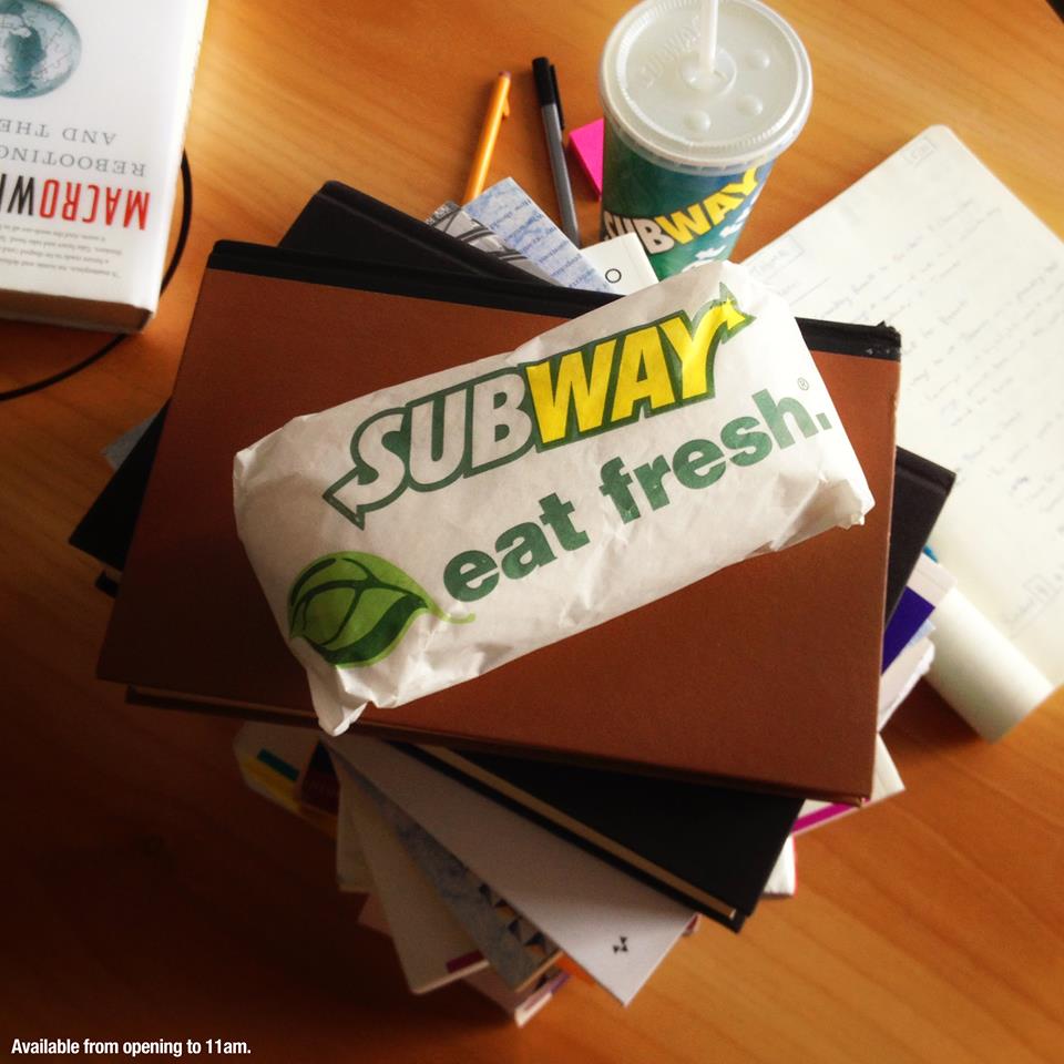 Students - you busy working? Well, whether you are or not, come and get a Sub! #student #eatfresh #subway #liverpool