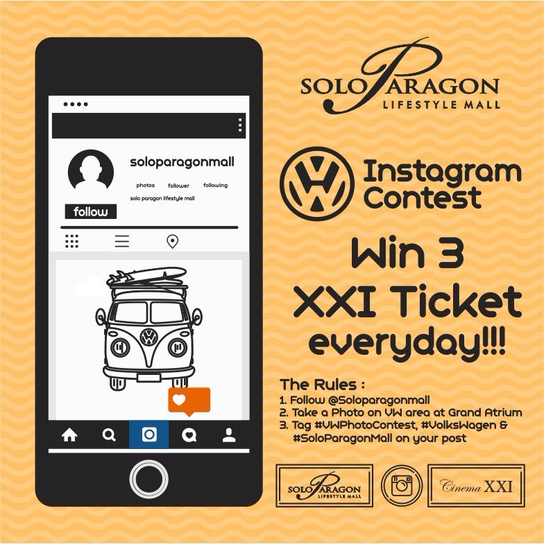 soloparagonmall's tweet photo. Pengen tiket XXI gratisss ??? Gampang, yuk ikutan #VWPhotoContest via Instagram kamu atau lihat ketentuannya di pict https://t.co/npjwqkS0WJ