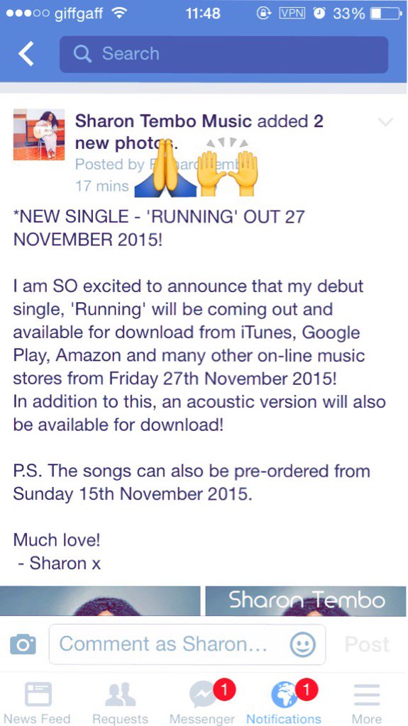tembosharon's tweet photo. So happy to announce that.. MY DEBUT SINGLE - 'RUNNING', will be OUT NOVEMBER 27th 2015!ππ https://t.co/SYXd80D0oj
