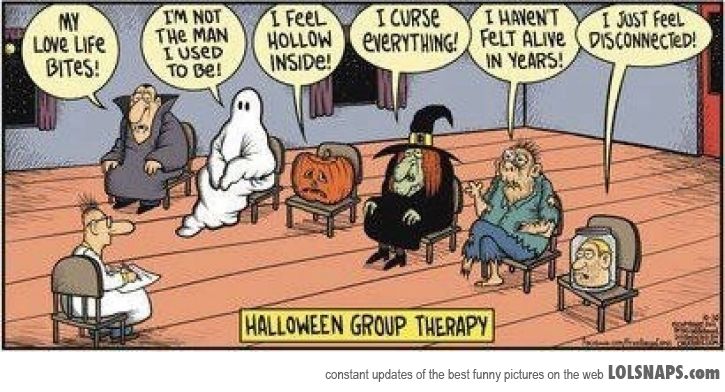 imllazubia's tweet photo. Good morning! Do you sometimes feel like the monsters in this #Halloween group therapy? Have a spooky #Thursday! https://t.co/KYHgJDOm7j