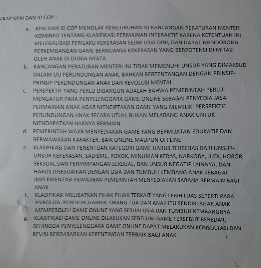 yaminelrust's tweet photo. Penolakan tdp RPM Klasifikasi Permainan Elektronik Interaktif cc @rudiantara_id  @kemkominfo @DitjenAptika https://t.co/pzOGhGVv0Z