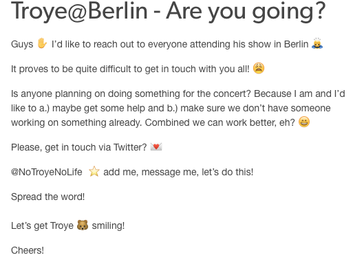 NoTroyeNoLife's tweet photo. No one? Really? :(
#Troyelive #TroyeGermany #TroyeSivan https://t.co/jV4Vo3oPhd