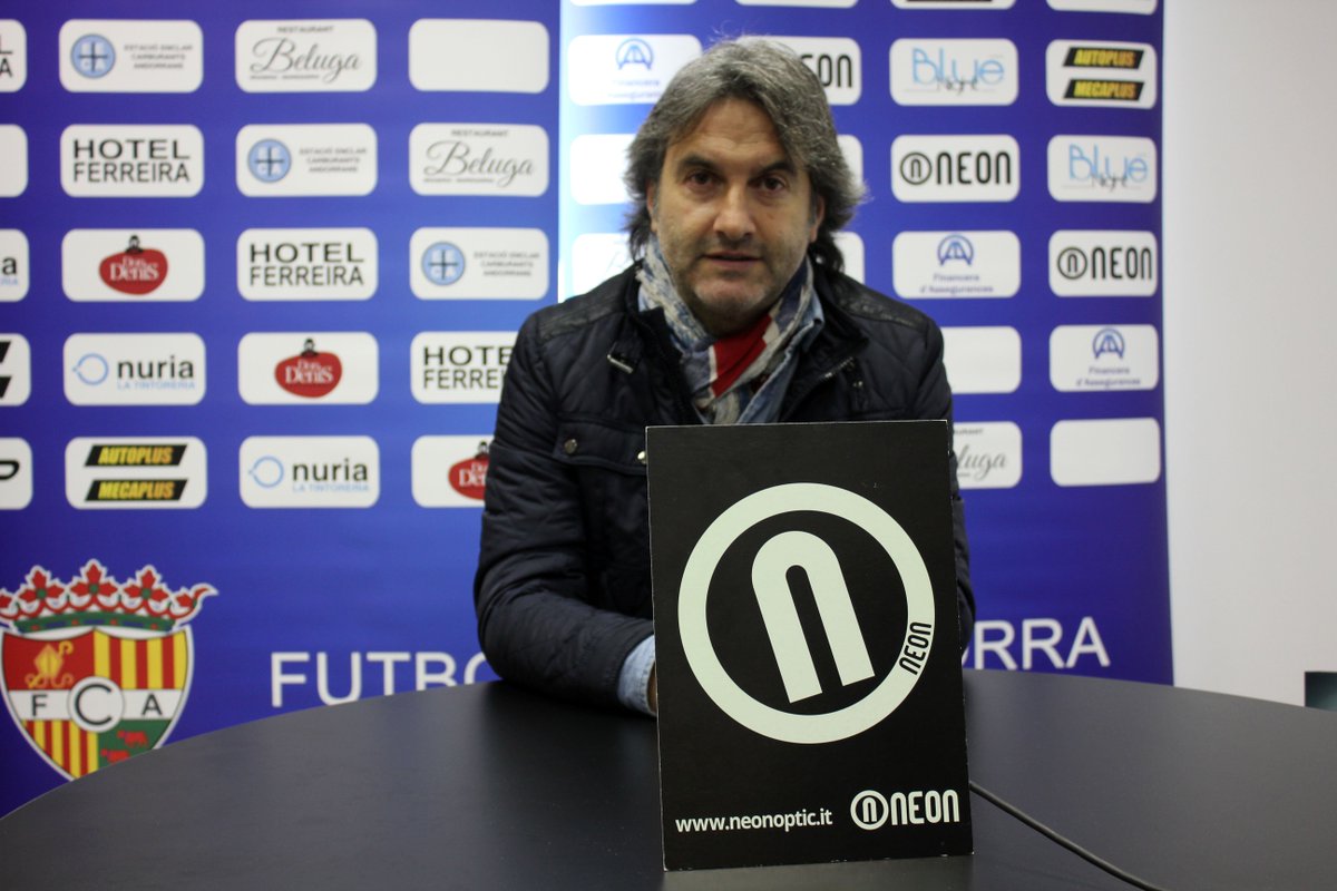 fcandorra's tweet photo. Justo Ruiz ha fet la roda de premsa prèvia al partit de diumenge a les oficines de Neon. @neonoptics @Neoniberia https://t.co/yYU6pHY9jJ
