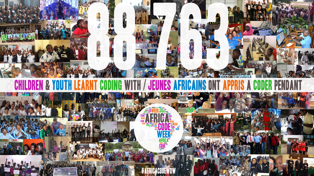 AfricaCodeWeek's tweet photo. #AfricaCodeWeek : la réalité surpasse le rêve avec plus de 88 000 jeunes initiés au code ! https://t.co/gxl6GEzuvs https://t.co/ybRUM5mxqR