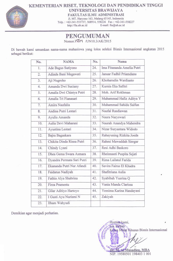 binterUB's tweet photo. Berikut nama-nama mahasiswa yg lolos seleksi Bisnis Internasional. Selamat datang keluarga baru binter 2015!! https://t.co/1n1N4ieZPJ