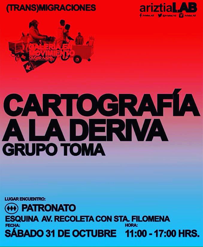 Sábado 11:00 Hrs.
Cartografía a la Deriva
Caminata por #Recoleta junto al <a href="/GrupoToma/">GrupoToma</a>