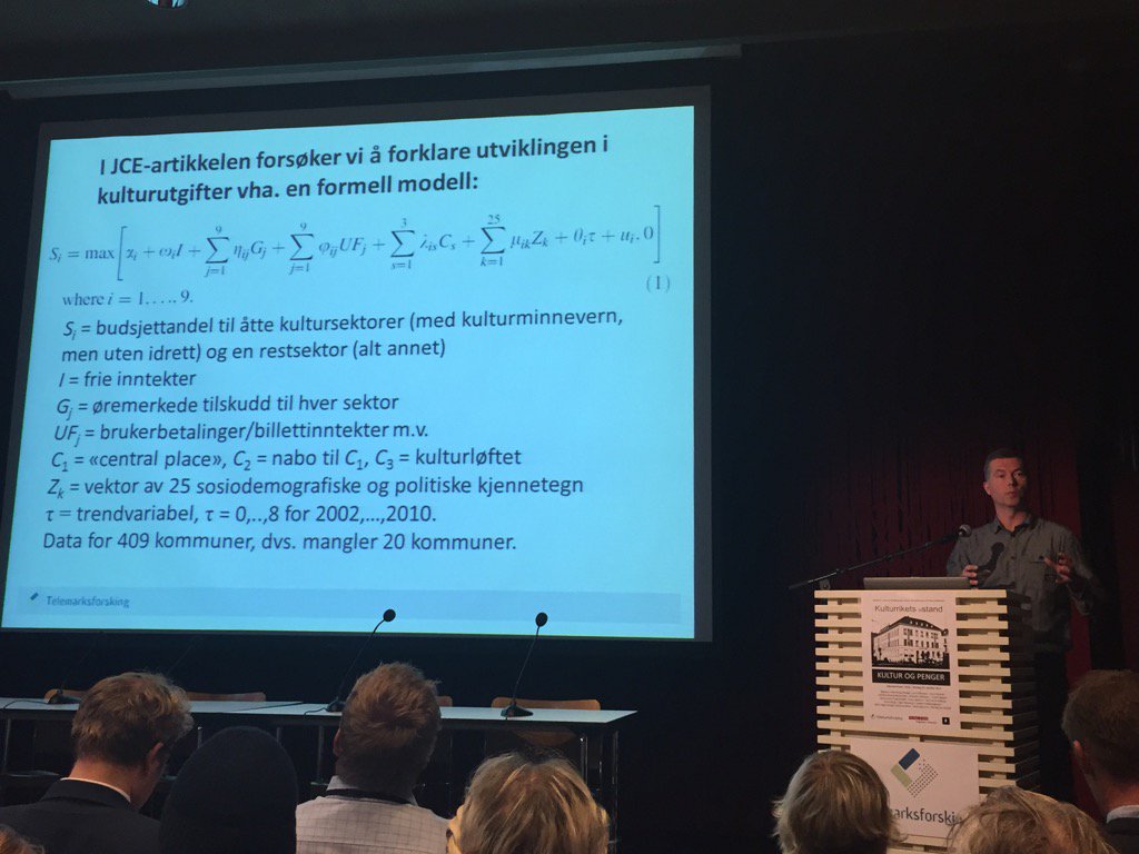 Kulturøkonomi på Kulturrikets tilstand. #inntektselastisitet #kulturriket @tmforsk