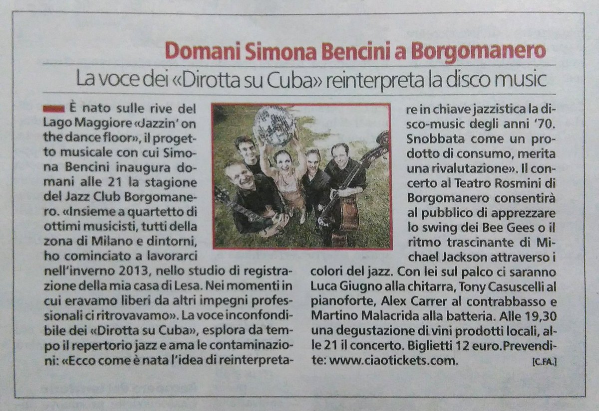 Al #Jazz #Club #Borgomanero con Simona Bencini e Jazzin'on the #dance #floor. @Novara_LaStampa @Vco_LaStampa