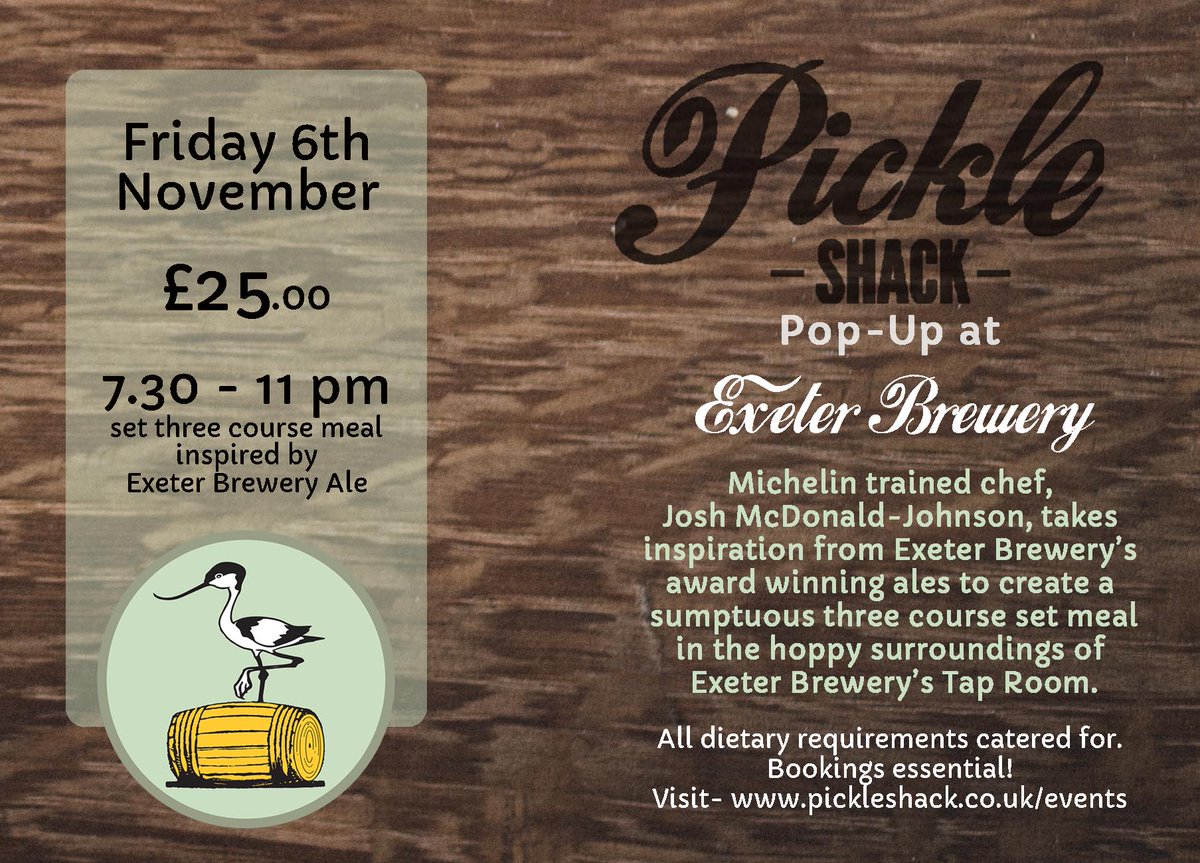 pickle_shack's tweet image. A few tickets left for our @ExeterBrewery Pop-Up on Friday 6th Nov @ExeterNightOut @eatingexeter @theexoniangirl