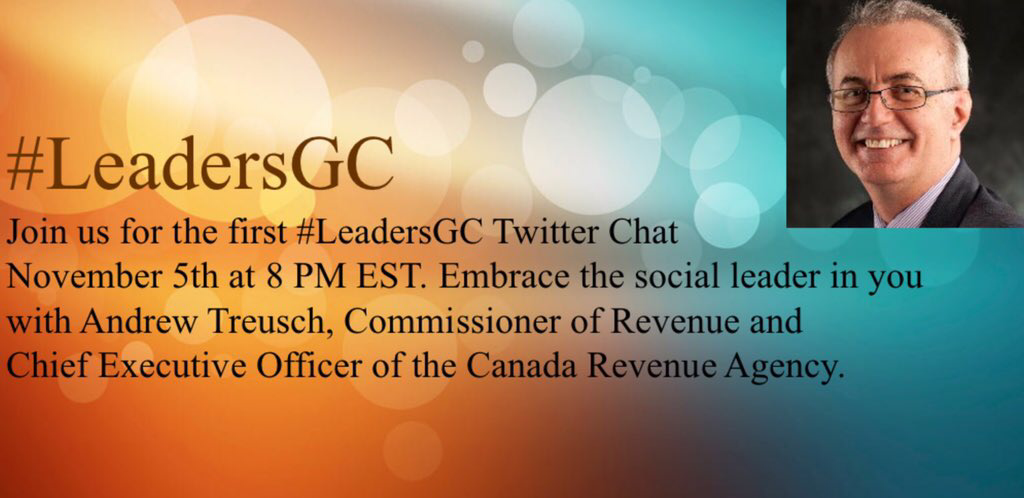 lepublicservant's tweet photo. Join Andrew Treusch &amp; social leaders next Thurs for #LeadersGC, a new weekly chat series https://t.co/pEQW1N6qVa https://t.co/inSYPIj11w