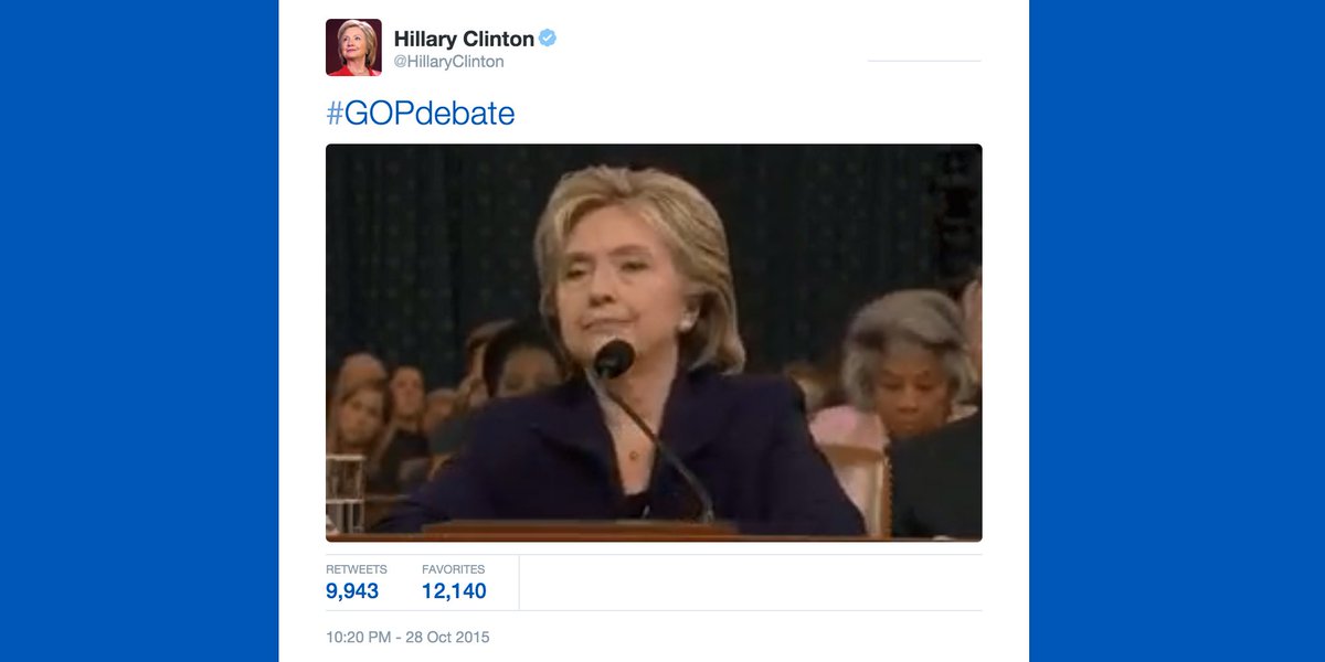 GMA's tweet photo. "I found it outrageous that she used video from the Benghazi hearing." - @marcorubio on Hillary's #GOPDebate tweet https://t.co/tehCWytW3C