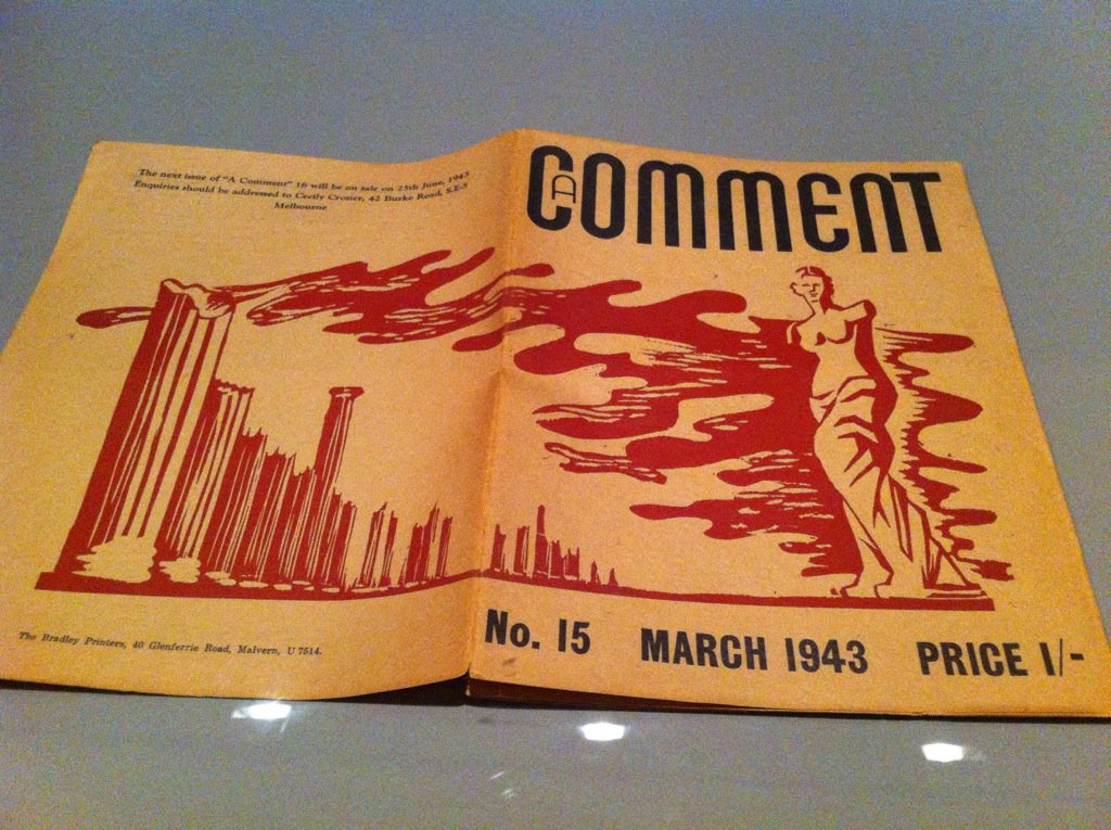 skiourophile's tweet photo. #classicizing cover of #Melbourne avant-garde magazine 'A Comment', 1943 by Robert Miller @NGVMelbourne #LuridBeauty https://t.co/lWlgDRYQZO