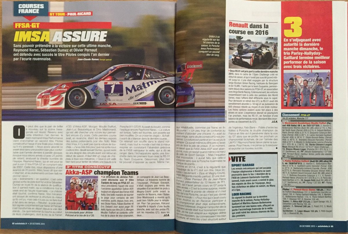 PhGaillardGT's tweet photo. #Presse @GT_Tour  : @autohebdo - Pour l'acheter : https://t.co/Ak490XdI7B  - @Audi__Sport @davidhallyday @MIKEPARISY https://t.co/I1KGW5Qz64