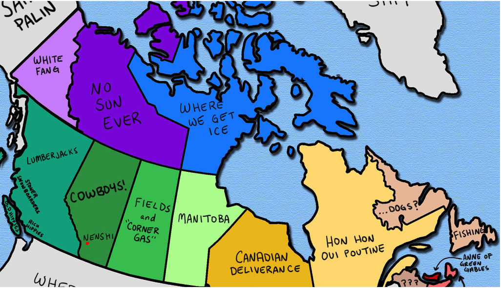 BuzzFeedCanada's tweet photo. We made a perfectly accurate map of how Canadians see other Canadians. You know it's true. https://t.co/AmquTddAsz https://t.co/jnn0TOICmu