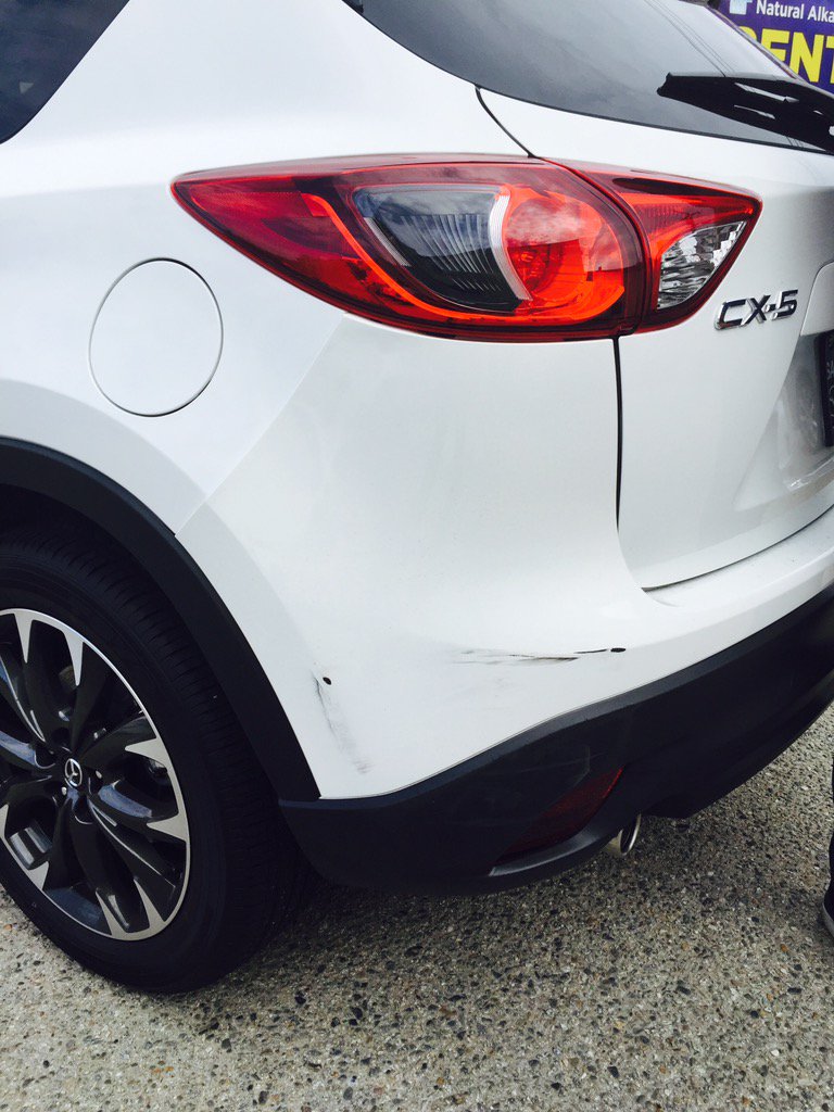 KriegerAviation's tweet photo. @MazdaUSA Leased a new Mazda CX-5 on Sunday. On Wednesday somebody hits me in the parking lot! #JustMyLuck https://t.co/qgHrgDTUqK