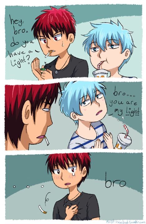 zetalyc's tweet photo. #Sharememe You're my light bro :v Bruuh 😂😂 Kagami Taiga and Kuroko Tetsuya 🏀😁 Kurokonobasket #Ginko https://t.co/nYapS3Cg2S